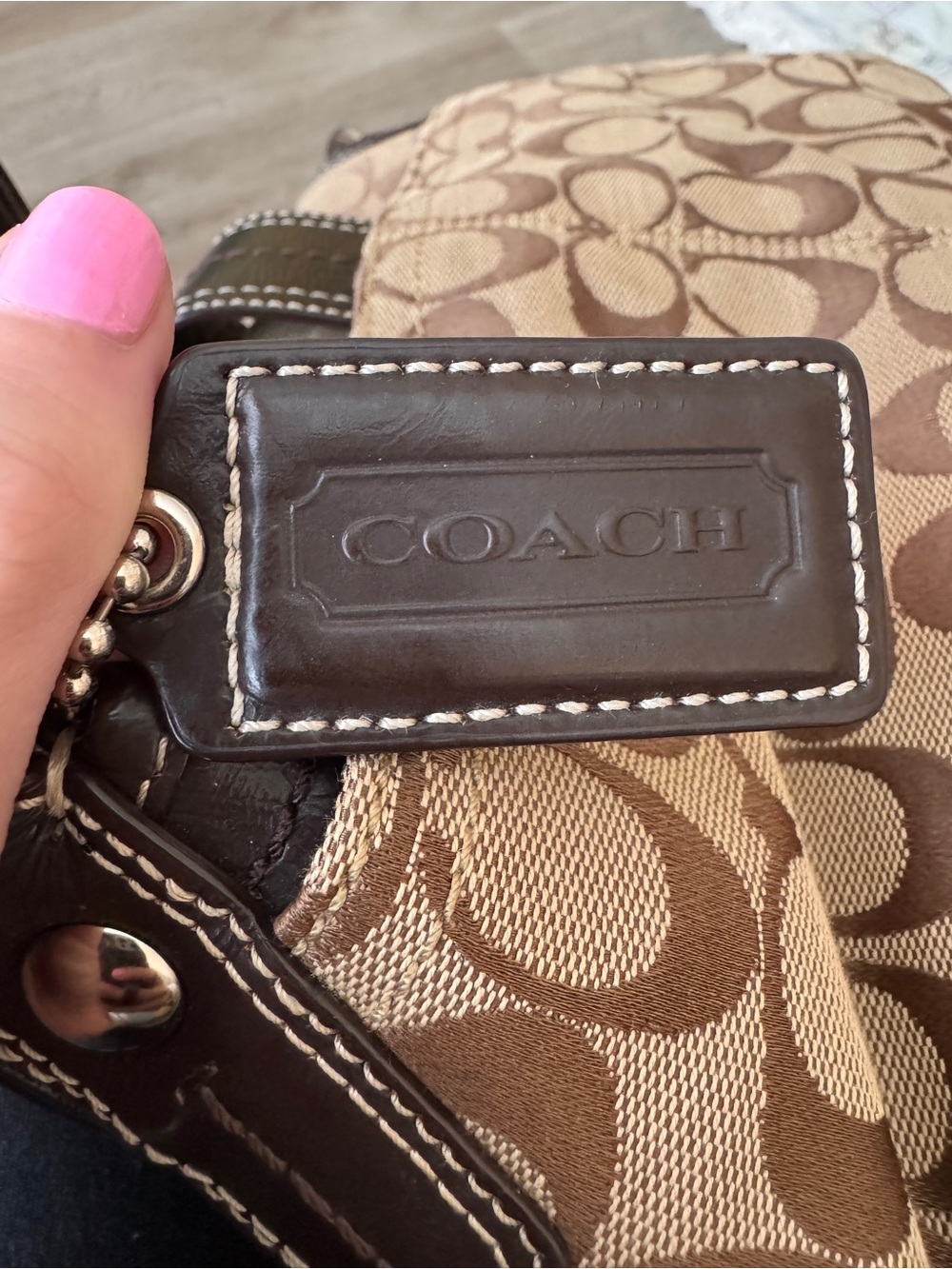 Coach SoHo Buckle Flap Shoulder Bag Brown F15203 Signature Monogram Pleated - Picture 4 of 8